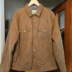 Flint and Tinder Quilted Waxed Shirt Jacket - Brown w/ Orange Lining - Size Lg